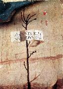 BELLINI, Giovanni Small Tree with Inscription (fragment) oil painting on canvas